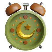 an alarm clock with a crescent and star on it png