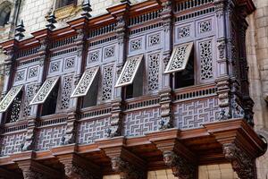 wooden windows and balcony in Lima Peru photo