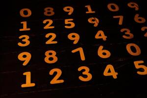 texture with numbers on black backgound photo