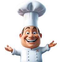 Smiling Cartoon Chef Character Happy Cook in White Uniform with Transparent Background png