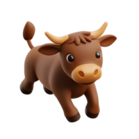 cute cow 3d with horns running isolated background png