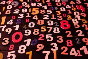 colorful numbers background on blak texture photo