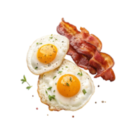 breakfast of two fried eggs and bacon png