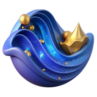 elegant rustic Abstract Wave Cutout with Blue Gradient png