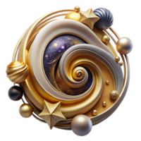 wonderful vintage Abstract Swirls Cutout with Golden Gradient high quality png