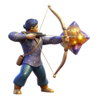 beautiful minimalist Archer Drawing Bow Side View Isolated with Detailed Texture png