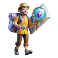 magnificent modern Backpacker with Map and Compass Isolated Transparent Background high quality png