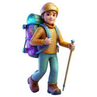 extraordinary artistic Backpacker with Trekking Poles Isolated Transparent Background detailed png