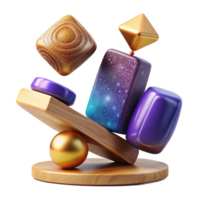 magnificent artistic Balancing Act with Colorful Wooden Blocks png