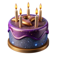 serene rustic Birthday Cake with Candles Lit Isolated Element high resolution png