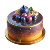 dramatic minimalist Birthday Cake with Fruit Topping Isolated on Transparent Background exclusive png