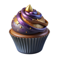 extraordinary rustic Birthday Cupcake with Chocolate Frosting Isolated on Transparent Background professional png