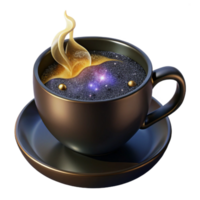 sereno rústico Preto café copo com vapor topo Visão transparente fundo autêntico png