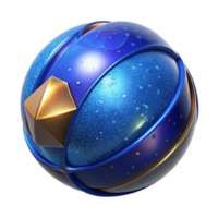 serene vintage Blue Ball Isometric View Isolated Transparent Background genuine png