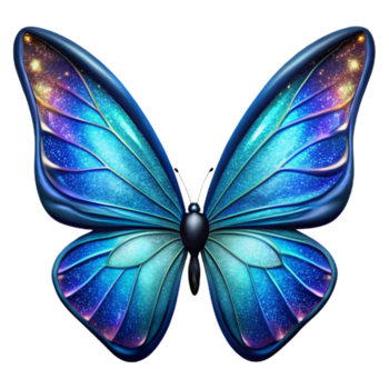 vibrante tradicional azul morfo borboleta asas iridescente brilho transparente fundo png