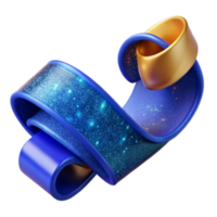 vibrant classic Blue Ribbon Side View Cutout with Curl high resolution png