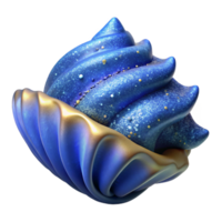 wonderful classic Blue Seashell Side View with Texture Isolated authentic png