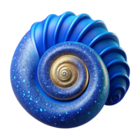 vibrant abstract Blue Sea Shell Spiral Shape Cutout Transparent Background png