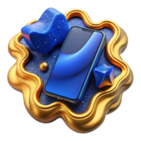 impressive rustic Blue Smartphone Top View Isolated exclusive png
