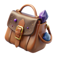 dramatic artistic Brown Leather Bag Side View Element authentic png