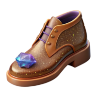 dramatic rustic Brown Leather Shoe Side View Transparent Background professional png