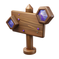elegant artistic Brown Wooden Signpost Side View Transparent Background high quality png