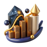 impressive abstract Business Graph Chart Isolated with Upward Trend high quality png