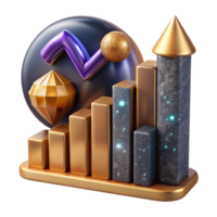 beautiful classic Business Graph Chart Isolated with Upward Trend premium png