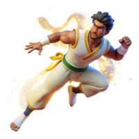 dramatic minimalist Capoeira Fighter in Motion Blur Cutout with Warm Lighting png