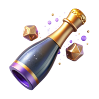 wonderful minimalist Champagne Bottle with Cork Popping Cutout Element png
