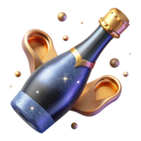 beautiful artistic Champagne Bottle with Cork Popping Cutout Element high resolution png