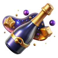 serene vintage Champagne Bottle with Popping Cork Isolated Element png