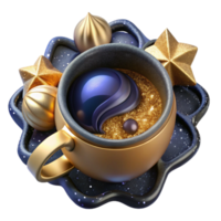 Maravilhoso artístico café caneca topo Visão Cortar fora com vapor genuíno png