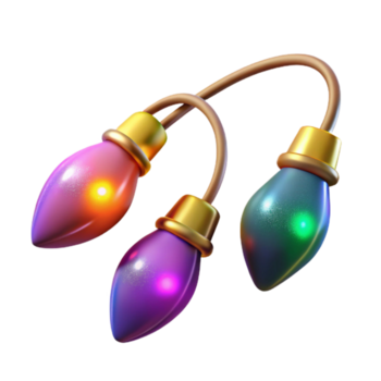 impressive rustic Colorful Christmas Lights String Angled View Isolated Element original png