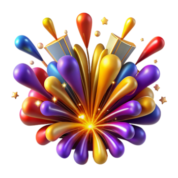 vibrant abstract Colorful Fireworks Exploding Transparent Background authentic png