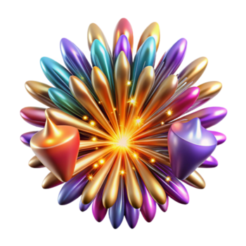 magnificent rustic Colorful Fireworks Exploding Transparent Background high quality png