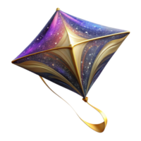 dramatic modern Colorful Kite in Flight Angled View Isolated Element exclusive png