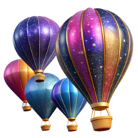 magnificent creative Colorful Hot Air Balloons in Sky Isolated Element premium png