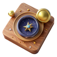 magnificent classic Compass and Map on Wooden Table Top View Isolated high resolution png