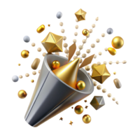 elegant contemporary Confetti Explosion Side View Isolated Element genuine png