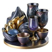 beautiful minimalist Crystal Glassware Set Elegant Design Transparent Background professional png
