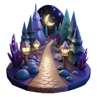 wonderful abstract Dark Forest Path at Night Isolated with Moonlit Glow high resolution png