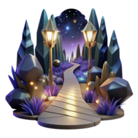 impressive rustic Dark Forest Path at Night Isolated with Moonlit Glow genuine png