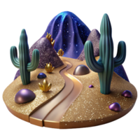 elegant minimalist Desert Path with Cactus and Sand Dunes Isolated high quality png