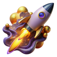 serene traditional Dynamic Rocket Launch Cutout with Fiery Plume png
