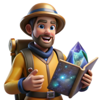 elegant rustic Explorer Holding Map Side View Transparent professional png