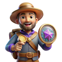 vibrant abstract Explorer Holding Compass and Map Cutout authentic png