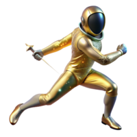 elegant rustic Fencer Lunging Forward Isolated Element with Metallic Sheen exclusive png