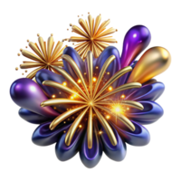vibrant abstract Fireworks Display Isolated with Bright Colors authentic png