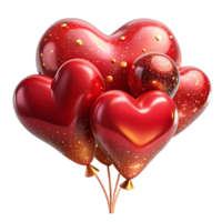 serene classic Floating Balloons Heart Shaped Red Isolated authentic png